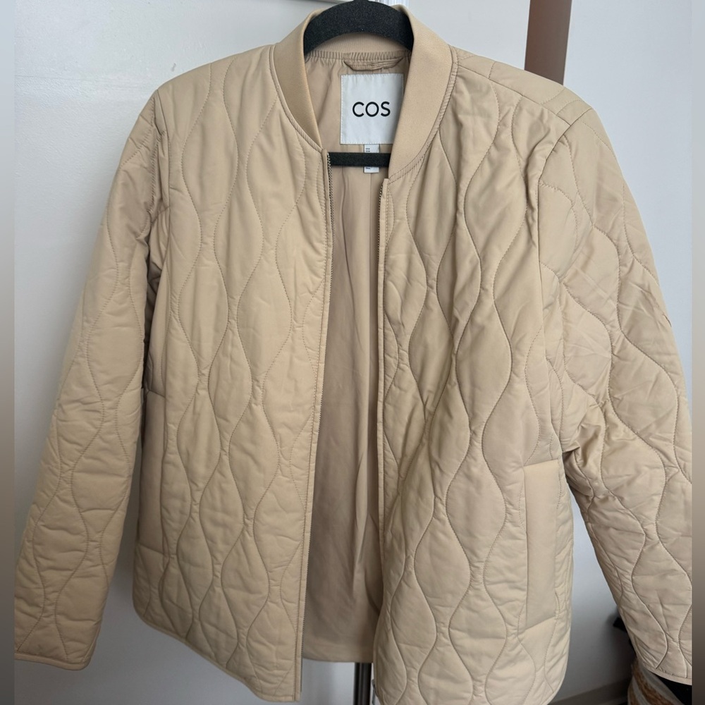 COS oversized quilted fall jacket - beige/tan